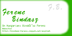 ferenc bindasz business card